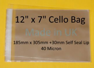 12 x 7 Cello Bags - 185mmx305mm