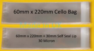 60mm x 220mm Cello Bags
