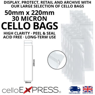 50mm x 220mm Cello Bags