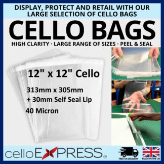 12" x 12" Cello Bags - 313mm x 305mm - 12 x 12