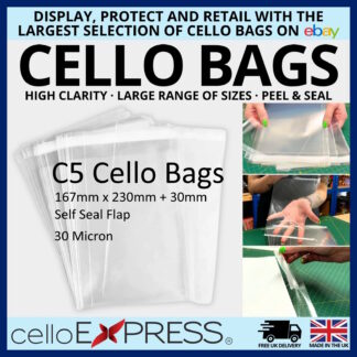 C5 Cello Bags - 167mm x 230mm