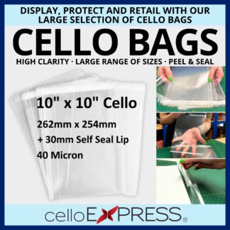 10" x 10" Cellophane Bags - 262mm x 254mm